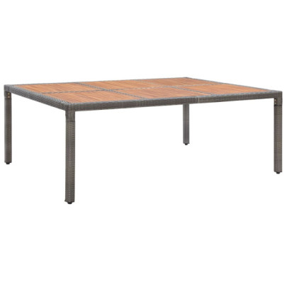 Masă de grădină - gri - 200x150x74 cm - poliratan și lemn acacia