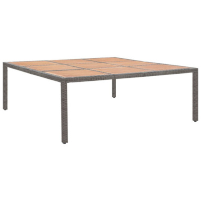 Masă de grădină - gri - 200x200x74 cm - poliratan și lemn acacia