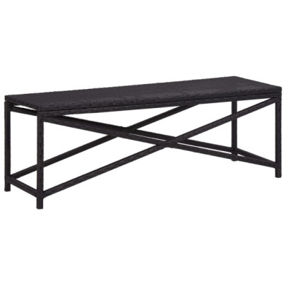 Bancă de grădină - negru - 120 cm - poliratan