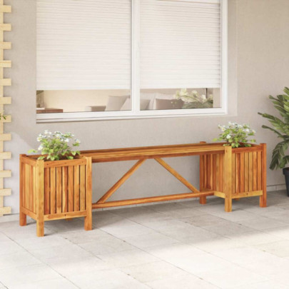 Bancă de grădină cu 2 jardiniere - 150x30x40 cm - lemn de acacia