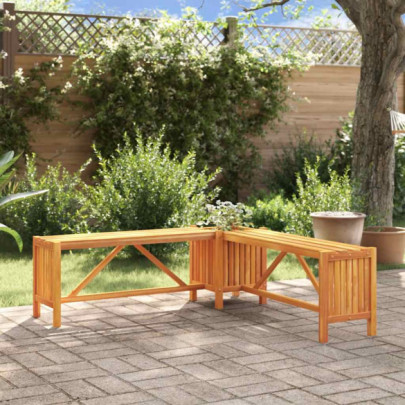 Bancă de grădină de colț cu jardinieră - 117x117x40 cm - acacia
