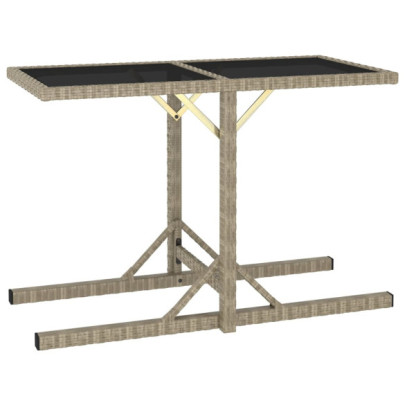 Masă de grădină - bej - 110 x 53 x 72 cm - sticlă și poliratan