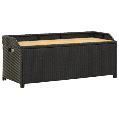 Bancă de depozitare pentru grădină - negru - 120 cm - poliratan