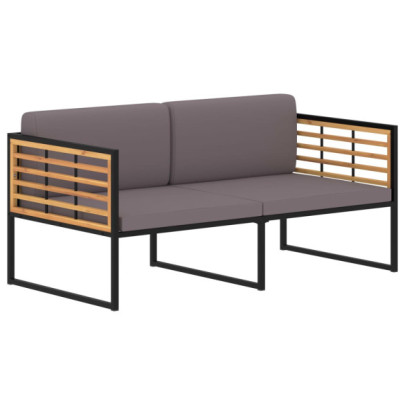 Bancă de grădină cu perne - gri închis - 136cm - lemn masiv acacia