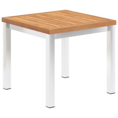 Masă laterală de grădină - 45 x 45 x 38 cm - lemn de tec și oțel