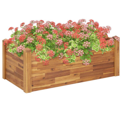 Strat înălțat de grădină - 110x60x44 cm - lemn masiv de acacia