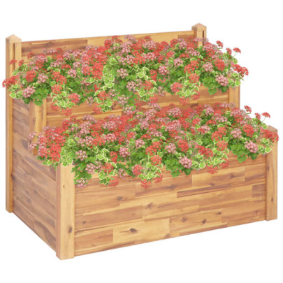 Jardinieră de grădină - 2 niveluri - 110x75x84 cm - lemn de acacia