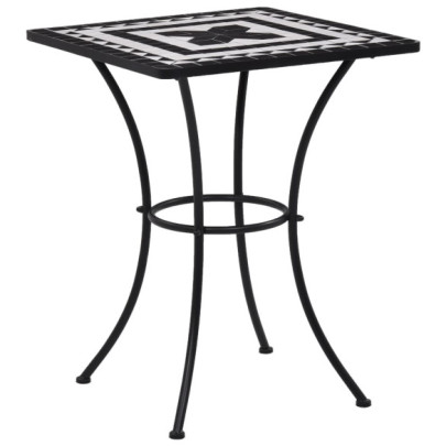 Masă de bistro mozaic - negru și alb - 60 cm - ceramică
