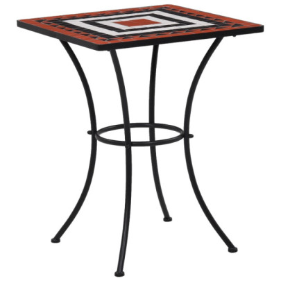 Masă de bistro mozaic - cărămiziu și alb - 60 cm - ceramică
