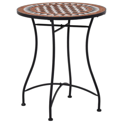 Masă de bistro mozaic - maro - 60 cm - ceramică