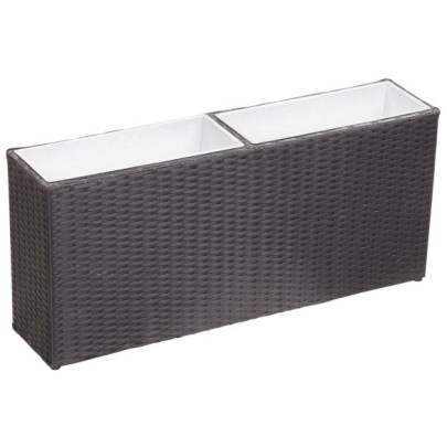 Strat înălțat de grădină 2 ghivece negru 90x20x40 cm poliratan