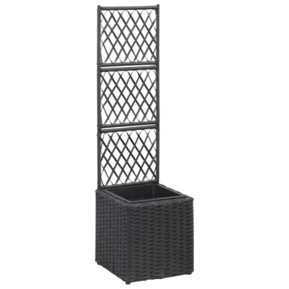 Strat înălțat spalier 1 ghiveci negru 30x30x107 cm poliratan