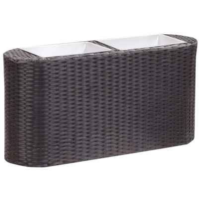 Strat înălțat de grădină negru 80x25x40 cm poliratan