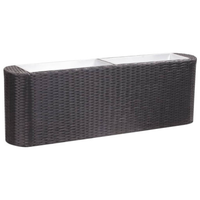 Strat înălțat de grădină negru 120x24x40 cm poliratan
