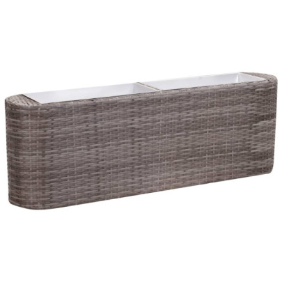 Strat înălțat de grădină gri 120x24x40 cm poliratan