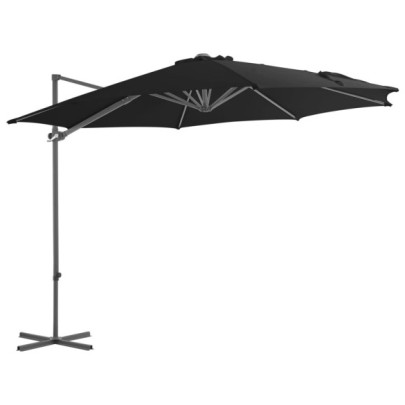 Umbrelă consolă de grădină - stâlp din oțel - negru - 300 cm
