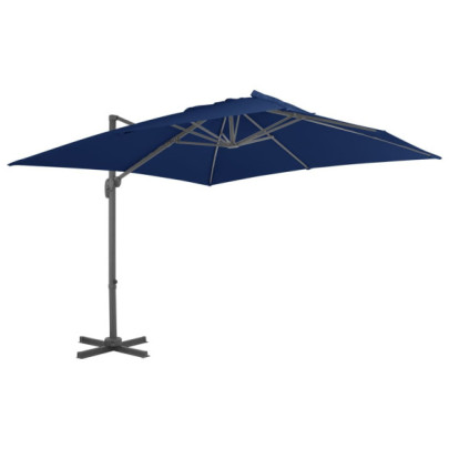 Umbrelă în consolă cu stâlp din aluminiu - albastru azur - 3x3 m