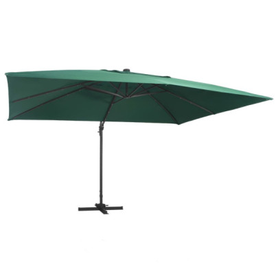 Umbrelă în consolă cu LED - stâlp din aluminiu verde 400x300 cm