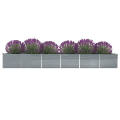 Strat înălțat de grădină - gri - 600x80x77 cm - oțel galvanizat