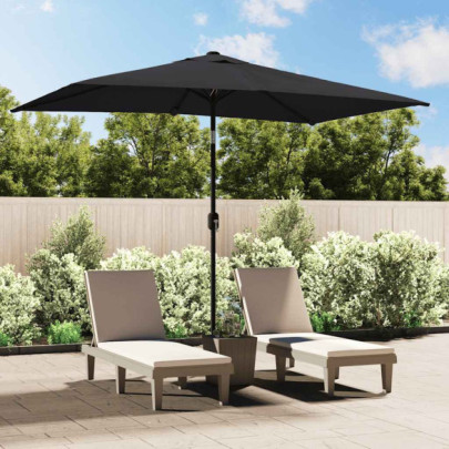 Umbrelă de soare de exterior cu stâlp metalic - negru 300x200 cm