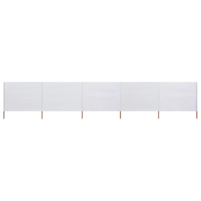 Paravan anti-vânt cu 5 panouri alb nisipiu 600 x 160 cm textil