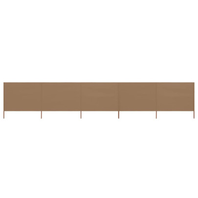 Paravan anti-vânt cu 5 panouri - gri taupe - 600 x 160 cm textil