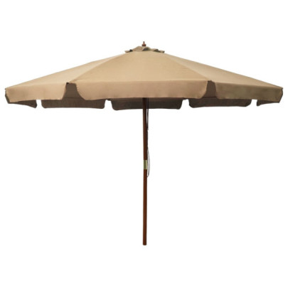 Umbrelă de soare de exterior - stâlp din lemn - gri taupe - 330 cm