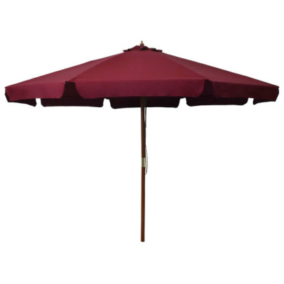 Umbrelă de soare de exterior - stâlp lemn - roșu burgund - 330 cm