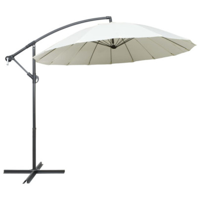 Umbrelă de soare suspendată - alb - 3 m - stâlp de aluminiu