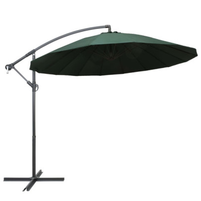 Umbrelă de soare suspendată - verde - 3 m - stâlp de aluminiu