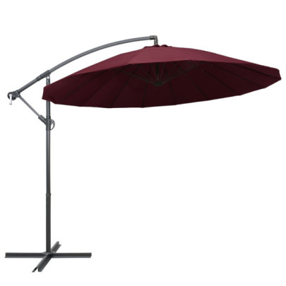 Umbrelă de soare suspendată - vișiniu - 3 m - stâlp de aluminiu
