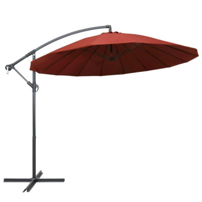 Umbrelă de soare suspendată - cărămiziu - 3 m - stâlp de aluminiu
