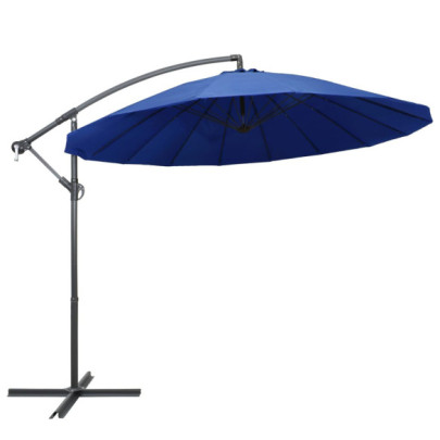 Umbrelă de soare suspendată - albastru - 3 m - stâlp de aluminiu