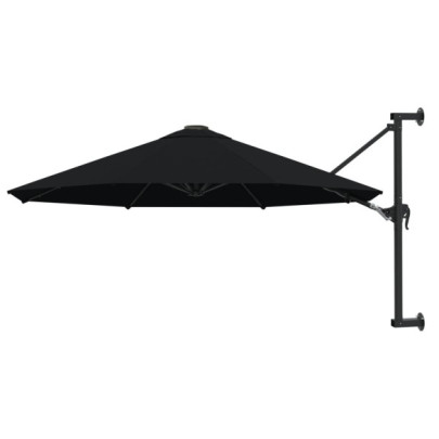 Umbrelă de soare de perete cu stâlp metalic - negru - 300 cm