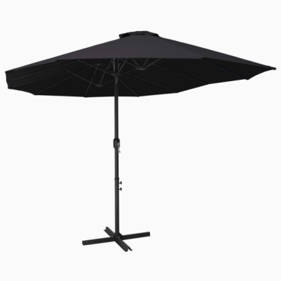 Umbrelă de soare exterior cu stâlp aluminiu - negru - 460x270 cm