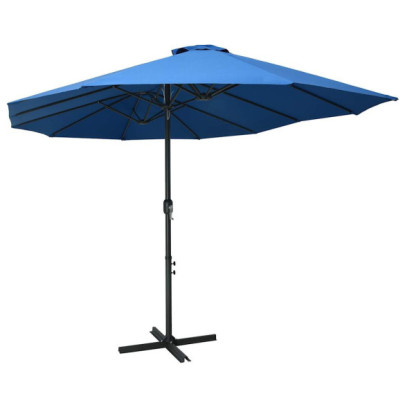 Umbrelă soare exterior cu stâlp aluminiu - albastru - 460x270 cm