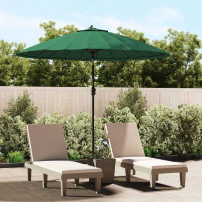 Umbrelă de soare de exterior - stâlp aluminiu - verde - 270 cm