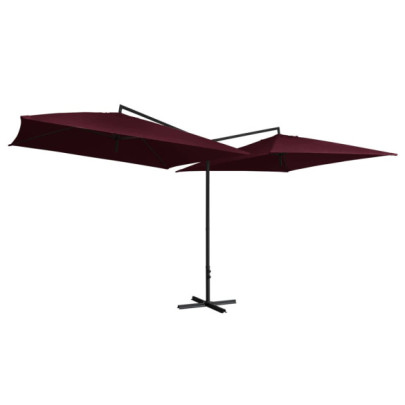 Umbrelă de soare dublă - stâlp din oțel - roșu bordo - 250x250 cm