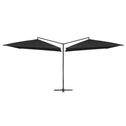Umbrelă de soare dublă - stâlp din oțel - negru - 250 x 250 cm
