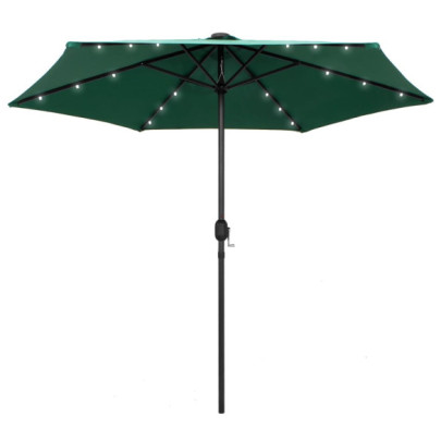 Umbrelă de soare cu LED-uri - stâlp din aluminiu - verde - 270 cm