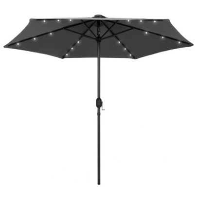 Umbrelă de soare cu LED-uri - stâlp aluminiu - antracit - 270 cm