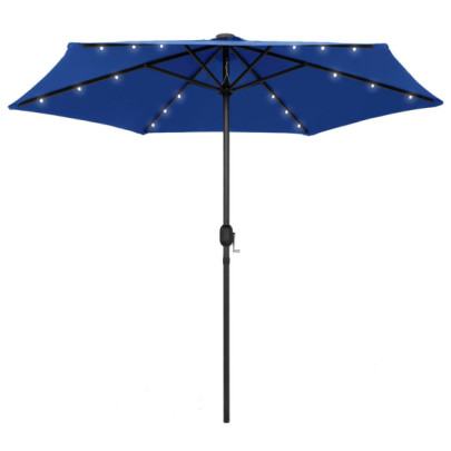 Umbrelă de soare cu LED-uri - stâlp din aluminiu - azuriu - 270 cm