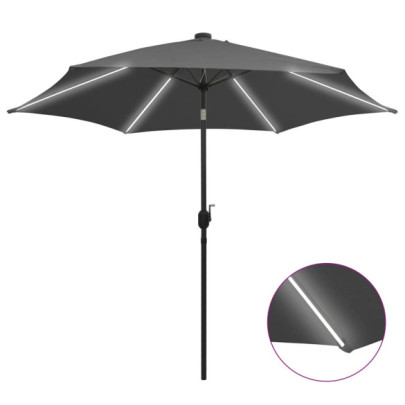 Umbrelă de soare cu LED-uri - stâlp aluminiu - antracit - 300 cm