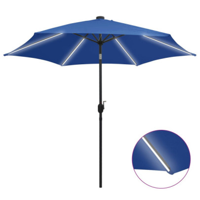 Umbrelă de soare cu LED-uri - stâlp din aluminiu - azuriu - 300 cm