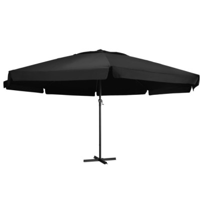 Umbrelă de soare de grădină - stâlp din aluminiu - negru - 500 cm