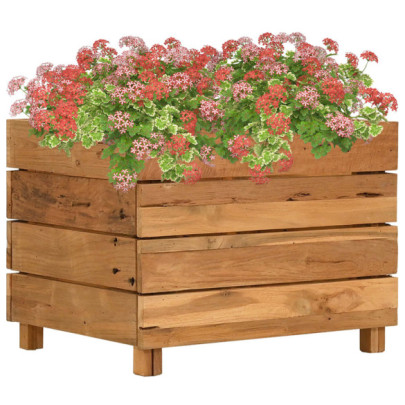 Strat înălțat - 50x40x38 cm - lemn de tec reciclat și oțel