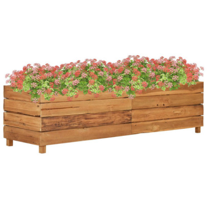 Strat înălțat - 150x40x38 cm - lemn de tec reciclat și oțel