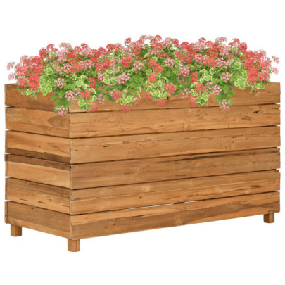Strat înălțat - 100x40x55 cm - lemn de tec reciclat și oțel