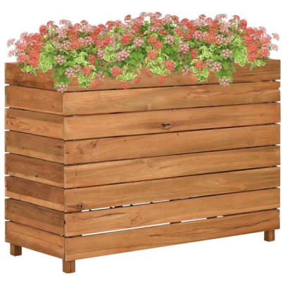Strat înălțat - 100x40x72 cm - lemn de tec reciclat și oțel