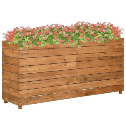 Strat înălțat - 150x40x72 cm - lemn de tec reciclat și oțel